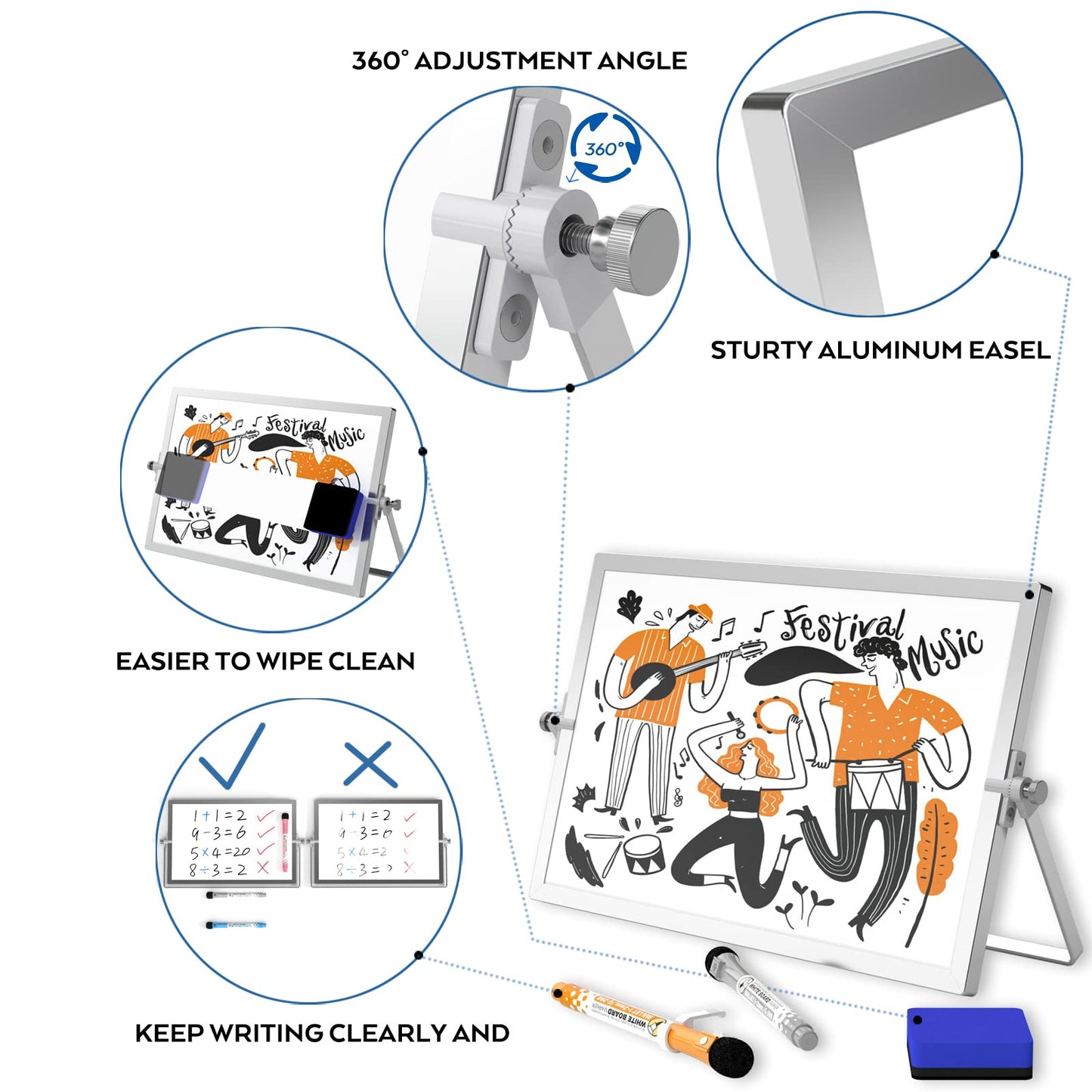 - Nicpro Dry Erase Mini Whiteboard A3 | 40 x 30 cm Double Sided Small Magnetic Desktop Whiteboard -