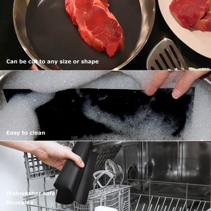 BEEWAY BBQ Mats, Universal Oven Liners for Bottom of Fan Assisted Ovens - Teflon, Reusable, Washable, Non Stick for Charcoal or Gas Grills - Bonus 12" Silicone Tongs (Pack of 5)