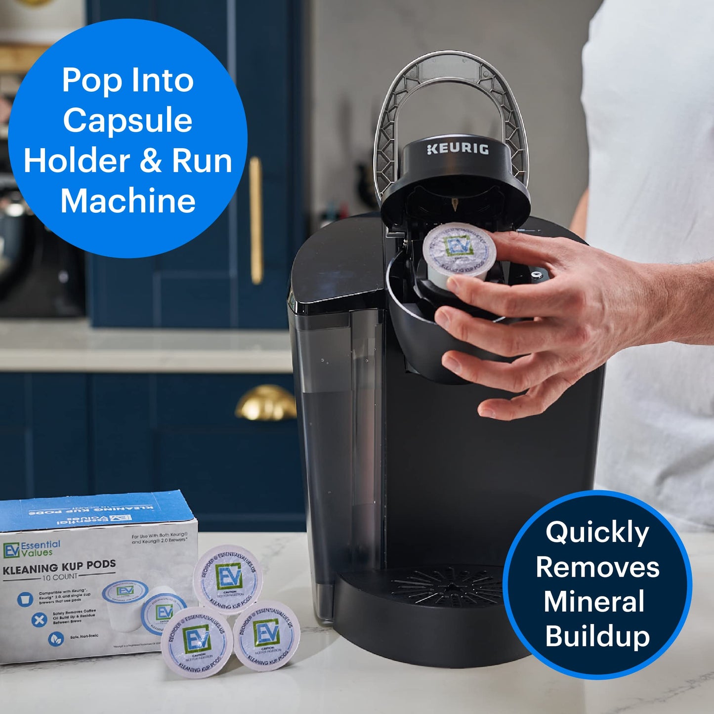 - Essential Values 10-Pack of Coffee Machine Cleaning Pods | Safe & Effective Coffee Machine Cleaner/Non-Toxic -