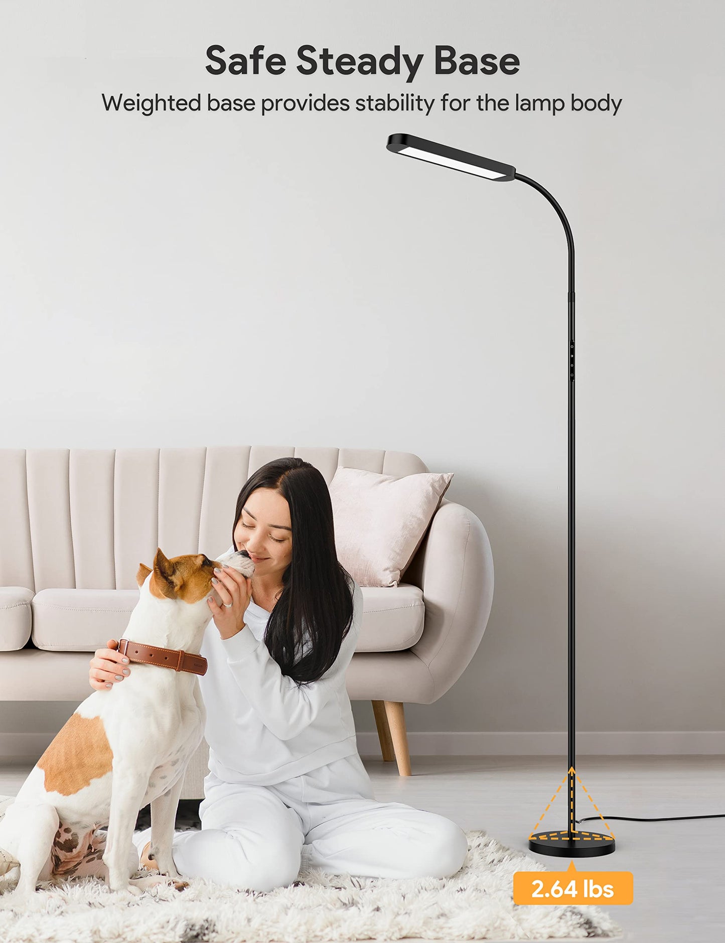 - MediAcous LED Floor Lamp | 12W Floor Standing Lamp | 5 Color Temperature & 5 Brightness -