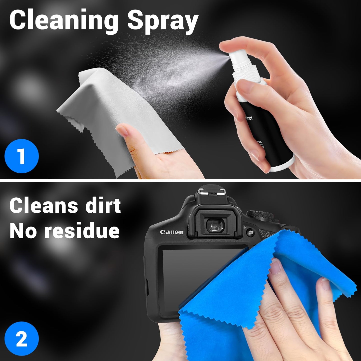 Aispour Updated Camera and Photo Professional Cleaning Kit，10-in-1 Camera Cleaning Kit Included Sensor Cleaning Brush and Camera Lens Cleaning Solution, VR Cleaning kit