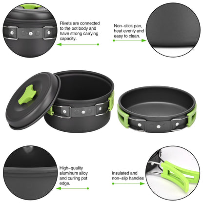- Queta 10-Piece Cookware Kit | Picnic Pots Cookware Camping Set -