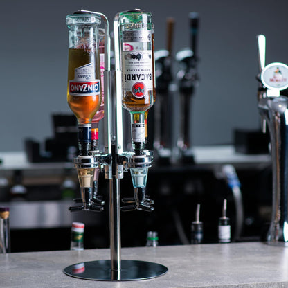 bar@drinkstuff Rotary 4 Bottle Stand Rotating Drinks Dispenser, Optics Dispenser for Spirits