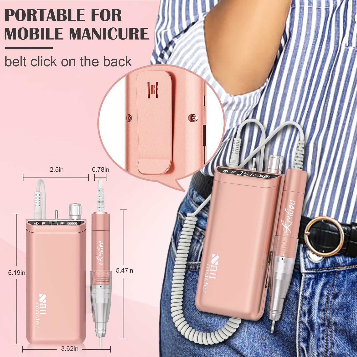 - Kredioo 350000RPM Nail Drill | Rechargeable Electric Nail Files for Acrylic Gel Nail -