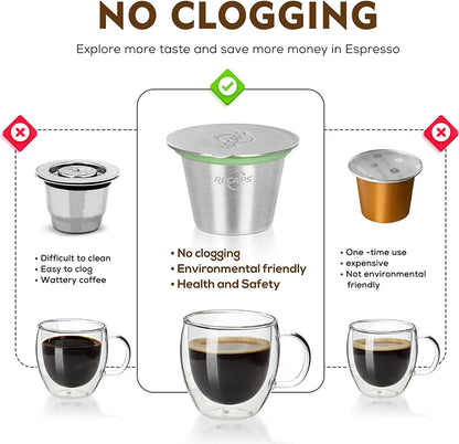 - Espresso Capsules Refillable Coffee Pods | Compatible with Nespresso OriginalLine (2 Pods+120 Lids) -