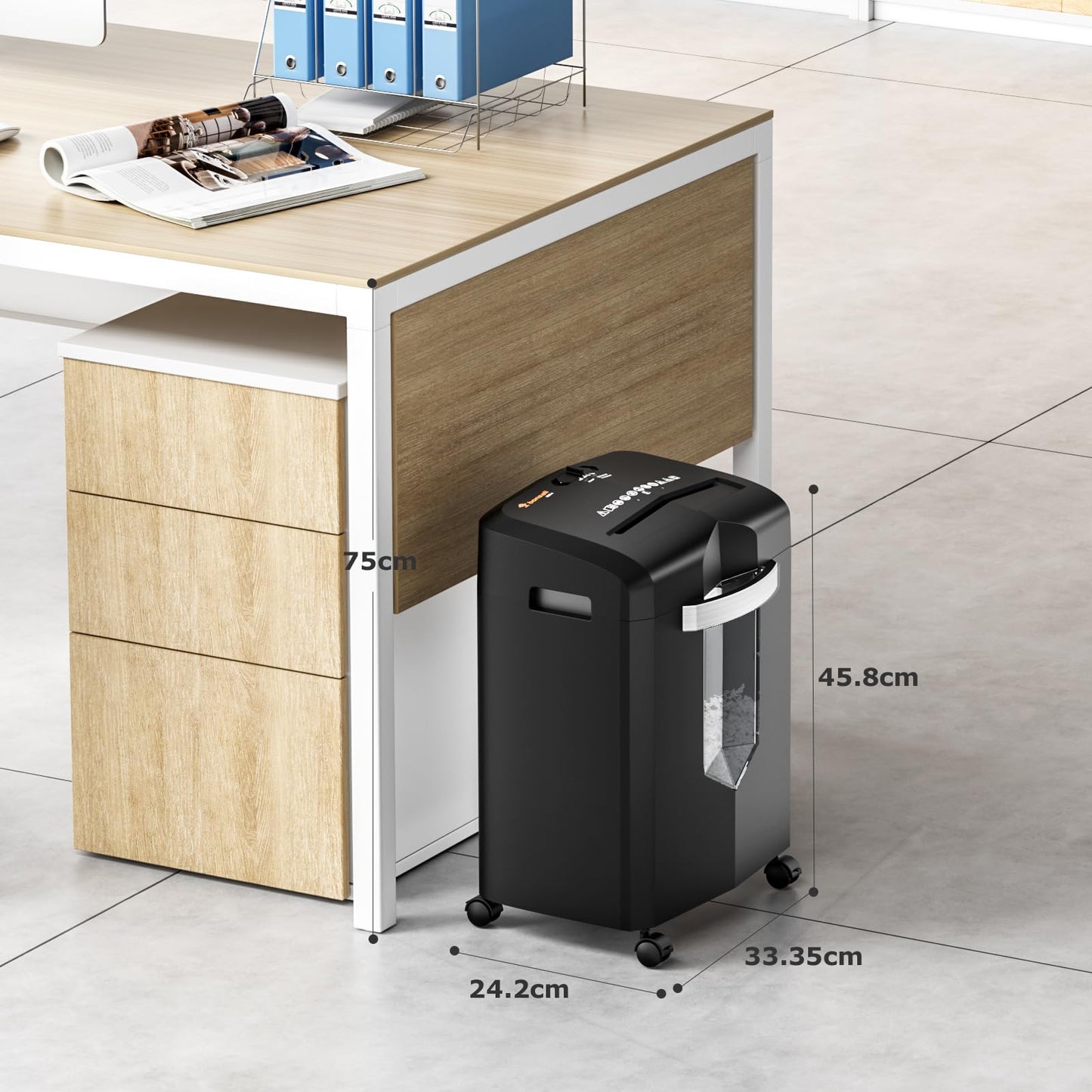 Bonsaii 12-Sheet Micro Cut Paper Shredder, Heavy Duty Shredder for Home Office Runs for 60 Mins, Shredders with 4 Casters & 16 Litres Pullout Bin, Shreds CD, Card, Mail, Staple and Clips(C266-B)