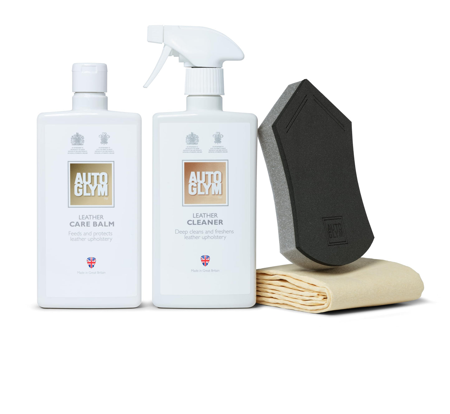 Autoglym Leather Clean & Protect Complete Kit - Ultimate Car Leather Cleaner Kit Includes 500ml Leather Cleaner, 500ml Leather Care Balm, (1) Hi-Tech Aqua-Dry, (1) Perfect Polish Applicator