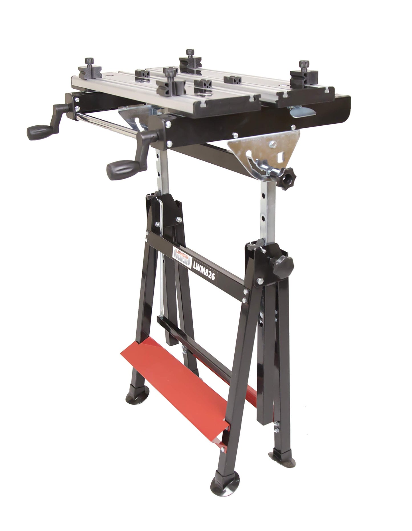 - LUMBER JACK Foldable Steel Metal Workbench with Aluminium Work Surface -