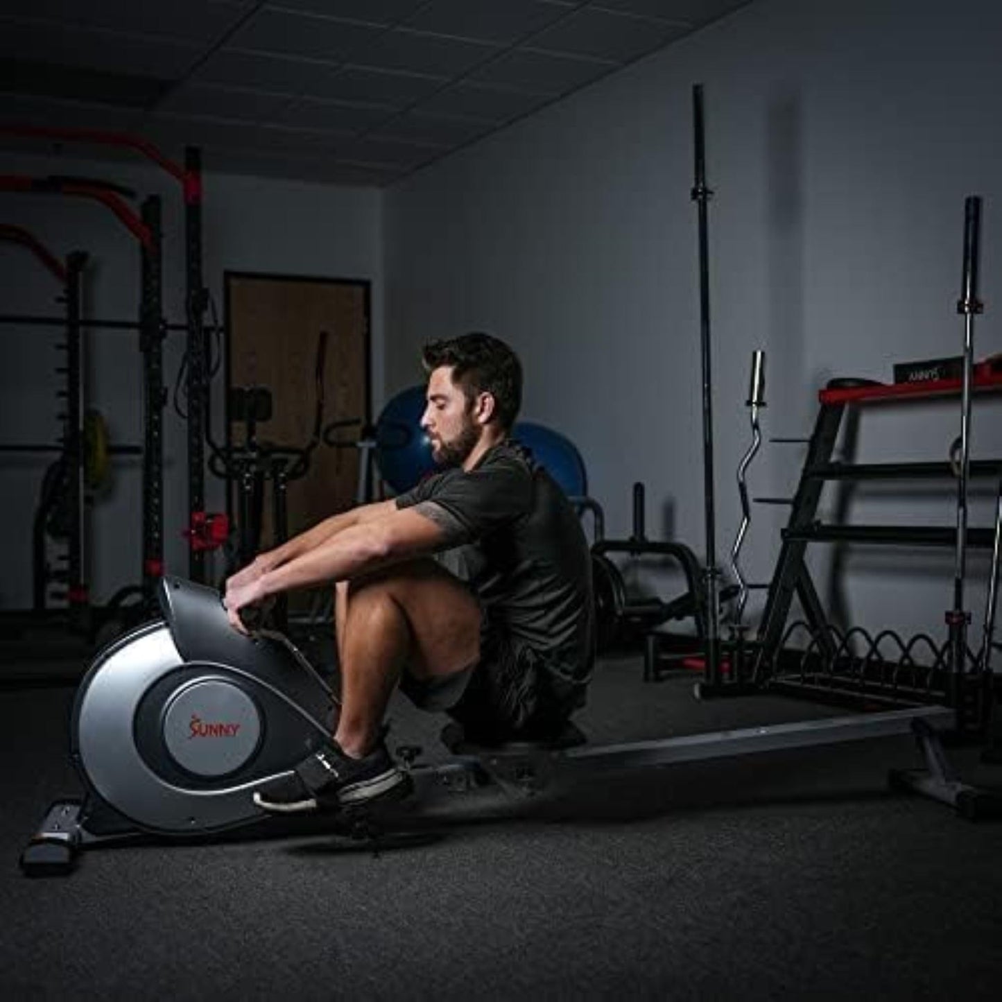 - Sunny Health and Fitness Magnetic Rowing Machine | Folding Rower with LCD Monitor -