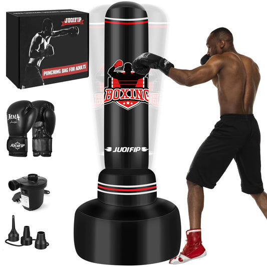 - Punching Bag with Stand | 70”- Free Standing Boxing Bag with Boxing Gloves and Electric Air Pump -