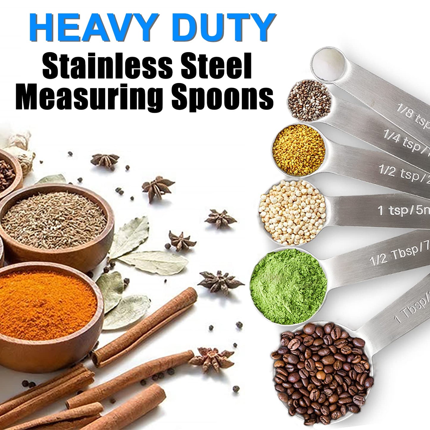 - Rena Chris Measuring Spoons | Premium Heavy Duty 18/8 Stainless Steel Measuring Spoons Set | Set of 6 -