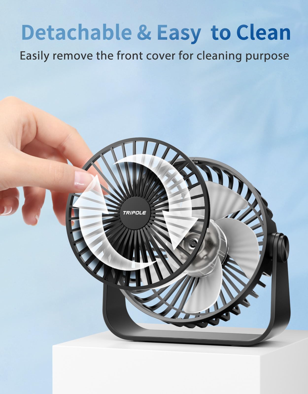 - TriPole USB Desk Fan | 3 Speeds Adjustable Strong Wind Table Fan | 360°Head Rotation | Indoor or Outdoor -