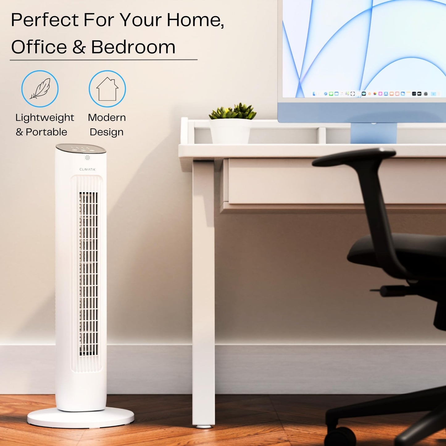 Climatik 32-Inch Tower Fan Quiet Cooling Oscillating Standing Fan with Remote Control, 3 Speed Settings & Night Mode, 15 Hour Timer Energy Efficient Ideal for Home, Office, Bedroom, Living Room