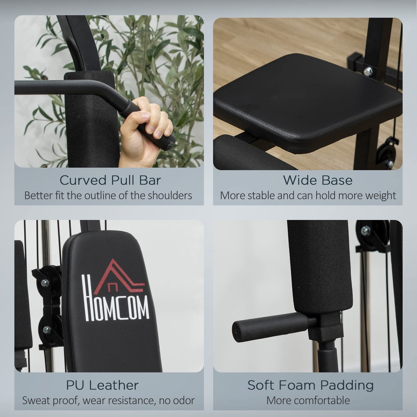 - HOMCOM Multi Gym with Weights | Multifunction Home Gym Machine | 45kg Weight Stack -