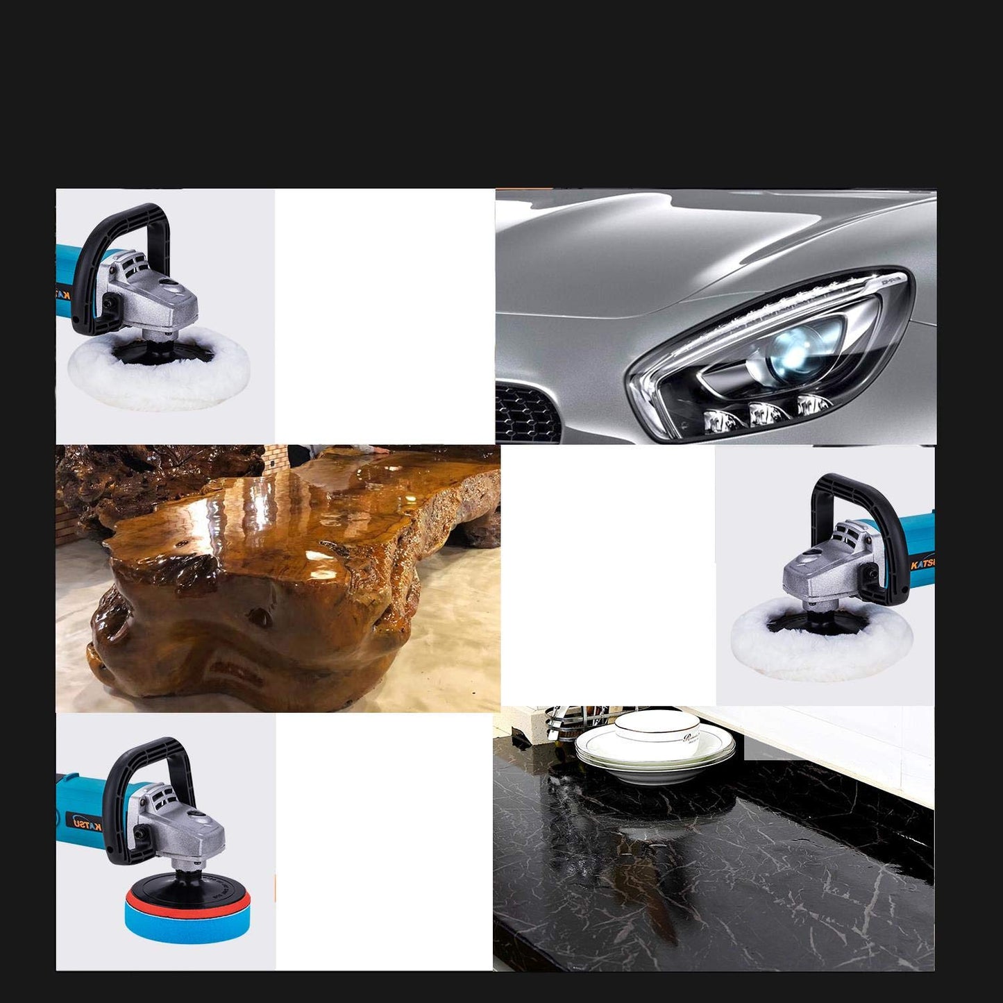 - KATSU Car Polisher | 1200W 150mm 180mm | 20PCs Polishing Sponge Set -