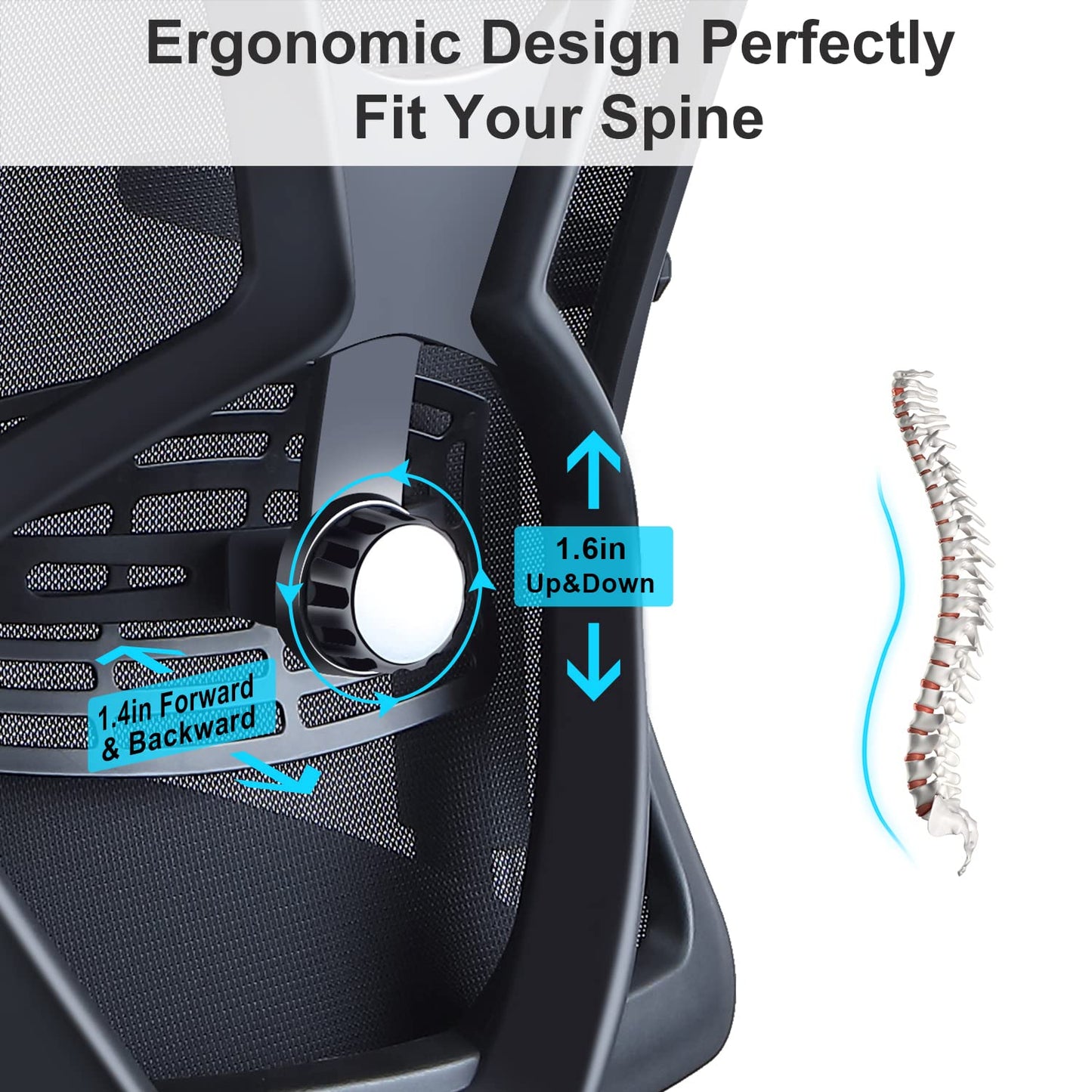 - Ticova Ergonomic Office Chair | High Back Desk Chair | Adjustable Lumbar Support -