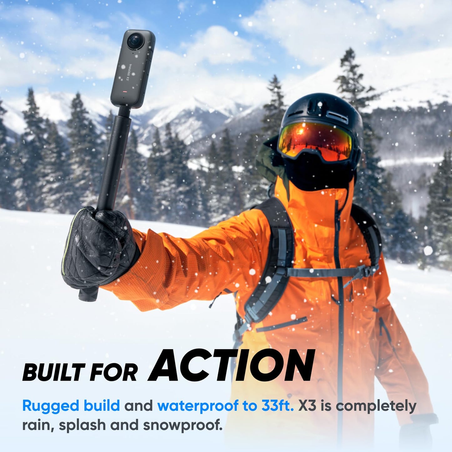 - Insta360 X3 Snow Bundle | Waterproof 360 Action Camera with 1/2" 48MP Sensors -