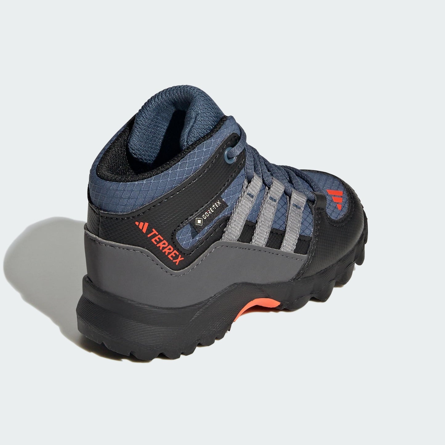 adidas Unisex Baby Terrex Mid Gore-TEX Hiking Sneaker, Wonder Steel/Grey Three/Impact Orange, 2 UK Child