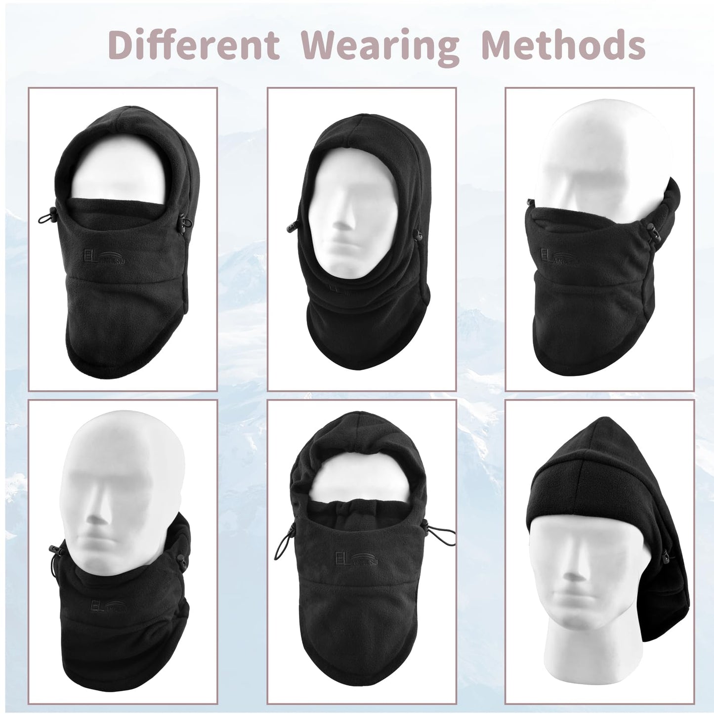 Azarxis Kids Balaclava Fleece Hat Thermal Full Face Cover Cap Winter Warm Neck Warmer Hood Windproof Adjustable for Boys Girls Skiing Snowboarding Skating Cycling Hiking Outdoor (Light Purple)