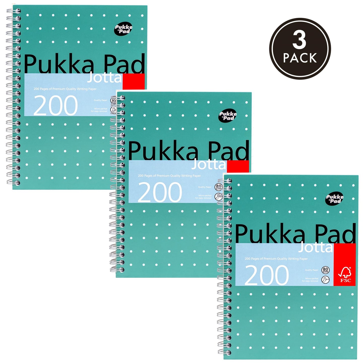 - Pukka Pad | A5 Metallic Jotta Book 3-Pack | Home, School, and Office | 15 x 21cm –