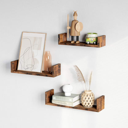 - VASAGLE Wall Shelves, Set of 3, Wall-Mounted Floating Shelves for Decorations, U-Shaped -