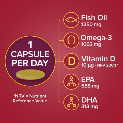 - Seven Seas Omega-3 Fish Oil Max Strength | 1250 mg Fish Oil | 1063 mg Omega-3 -