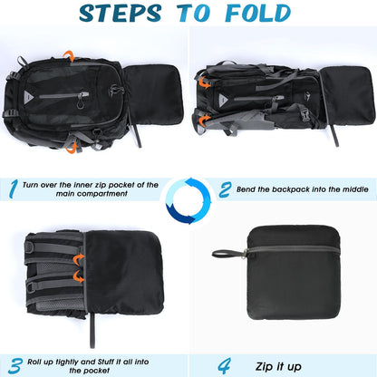 - RAINSMORE Hiking Backpack | 40L Lightweight Foldable Rucksack -