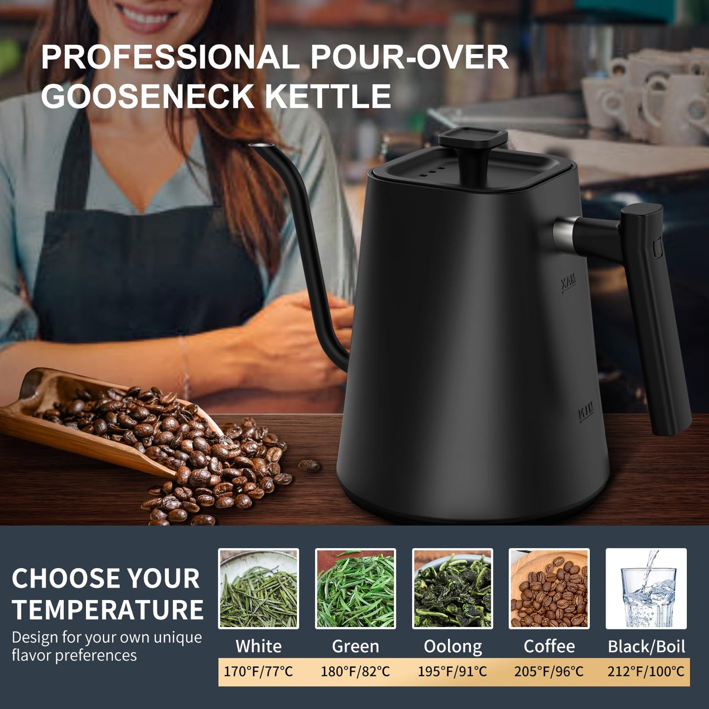 - Electric Gooseneck Kettle Pour Over Kettle For Coffee and Tea -