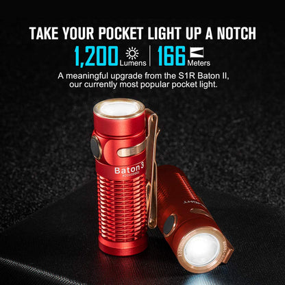 - OLIGHT Baton 3 | Pocket Torch | 1200 Lumens | LED Compact | Magnetic | Rechargeable -