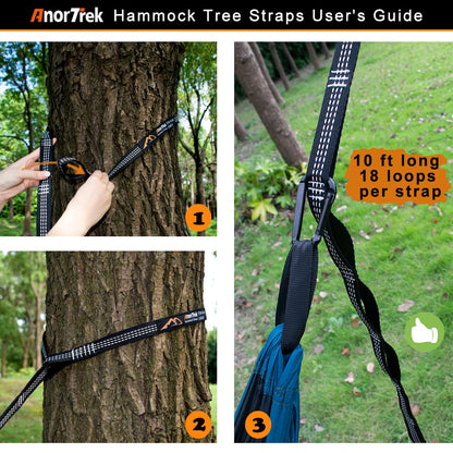AnorTrek Professional Camping Hammock with Mosquito Net, Lightweight Portable Double Hammock with Two 10 FT Hammock Tree Straps, 230T Nylon Hammock for Camping Hiking Garden Backpacking (Green)