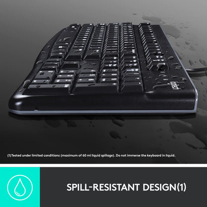 - Logitech K120 Wired Keyboard for Windows | USB Plug-and-Play | Full-Size | Spill-Resistant -
