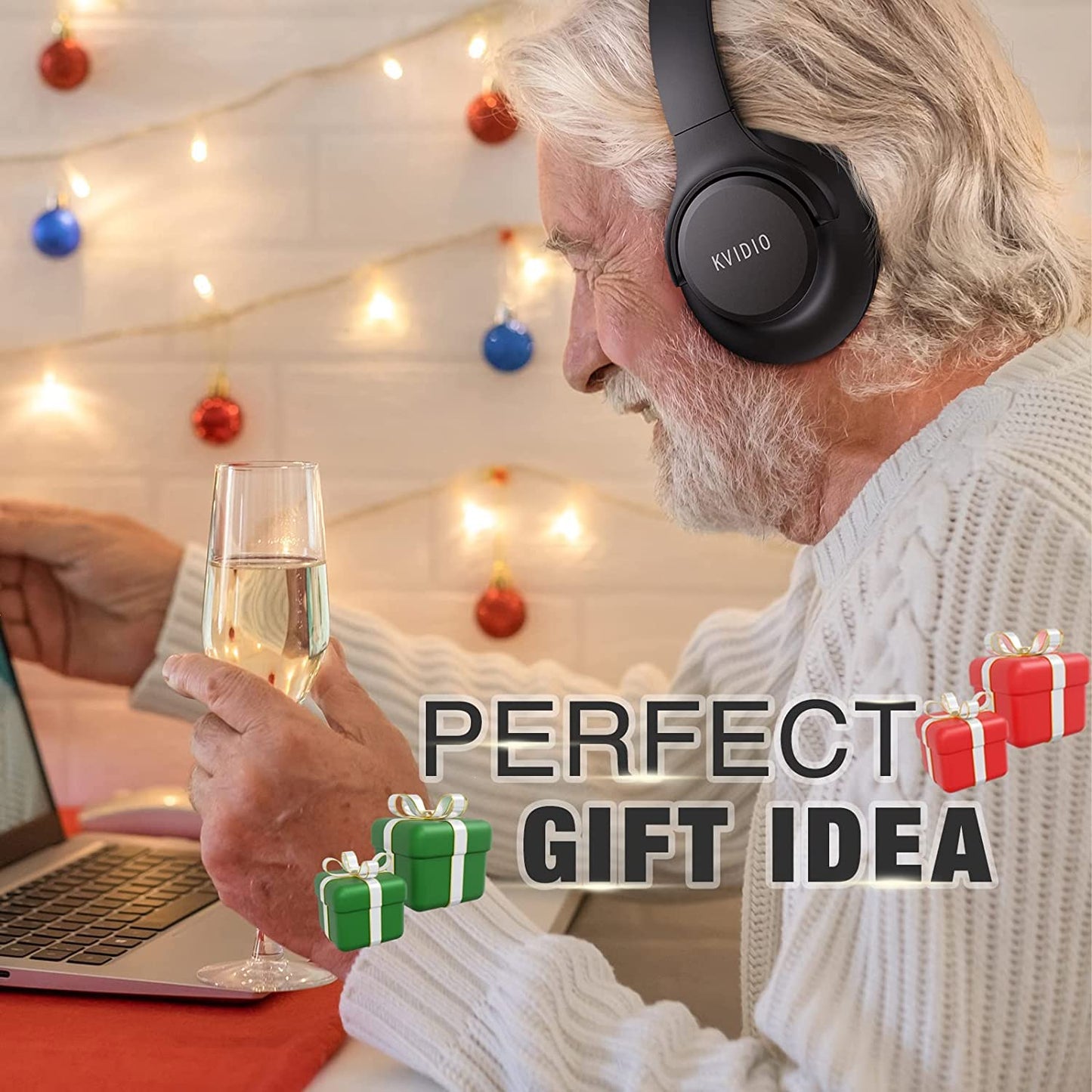 - KVIDIO Bluetooth Headphones | Over Ear | 65 Hours Playtime Wireless Headphones -