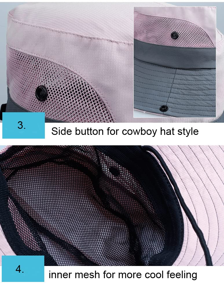 Children Wide Brim Bucket Hat 3-8 Years Girls Ponytail Sun Hat Boys Mesh Cool Hat Anti UV Sun Protection Hat with Strap Kids Holiday Beach Hat Cycling Hiking Summer Hat Outdoor Sun Visor Cap