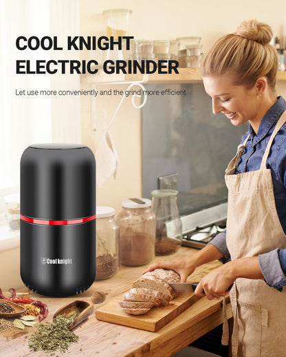 COOL KNIGHT Coffee Grinder Electric,Spice Grinder, Electric Coffee Grinder with 304 Stainless Steel Blade, Suitable for Coffee Beans, Spices, Herbs, Grain, Nuts.