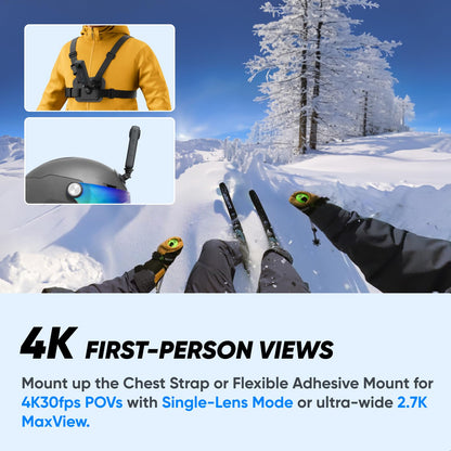 - Insta360 X3 Snow Bundle | Waterproof 360 Action Camera with 1/2" 48MP Sensors -