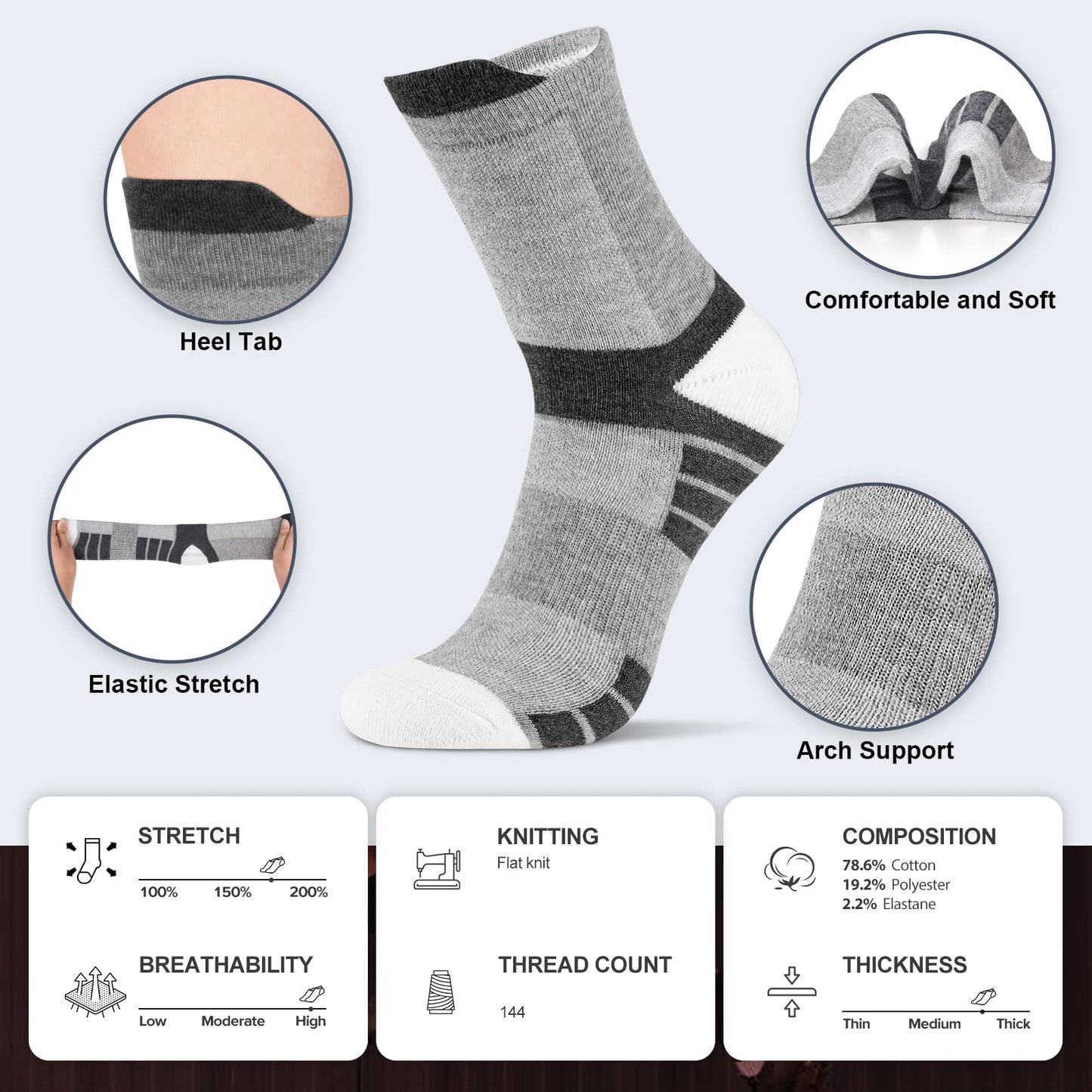 - Niofind Mens Socks | 6 Pairs | Cushioned Men Women Socks | Anti-Blister -