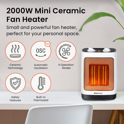 - Pro Breeze® 2000W Ceramic Fan Heater | Electric Heater with Automatic Oscillation -