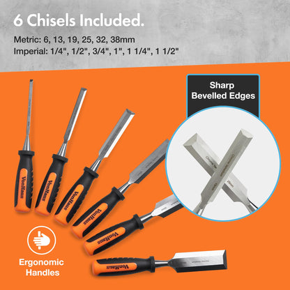- VonHaus Chisel Set - 8pcs Woodworking Tools Set - Wood Carving Tools - Wood Chisel Set