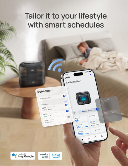 - Dreo Smart Humidifier for Bedroom | 4L Cool Mist Humidifier | Humidity Sensor | Auto Mode -
