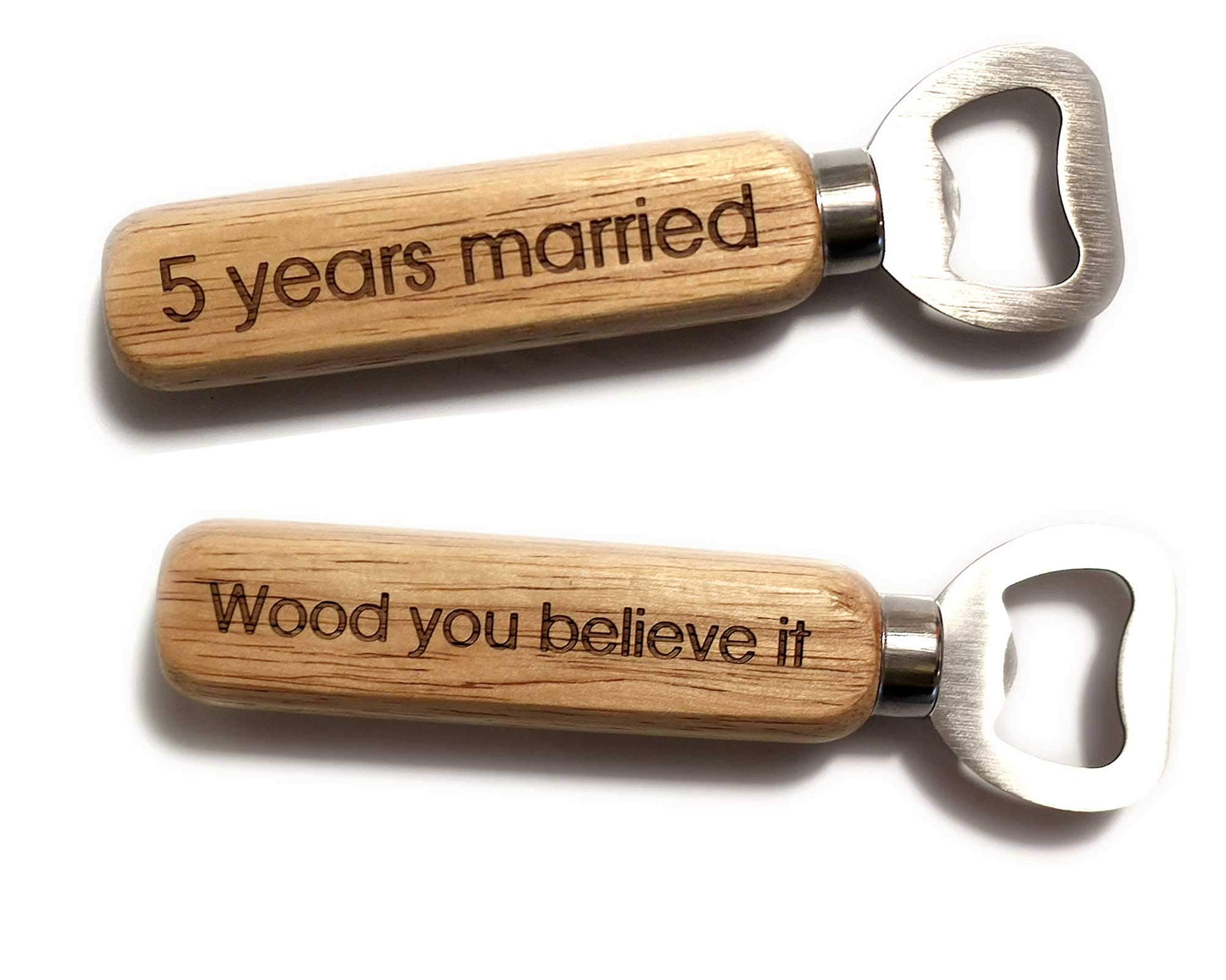 - Personalised Engraved Bottle Opener with Wood Handle -