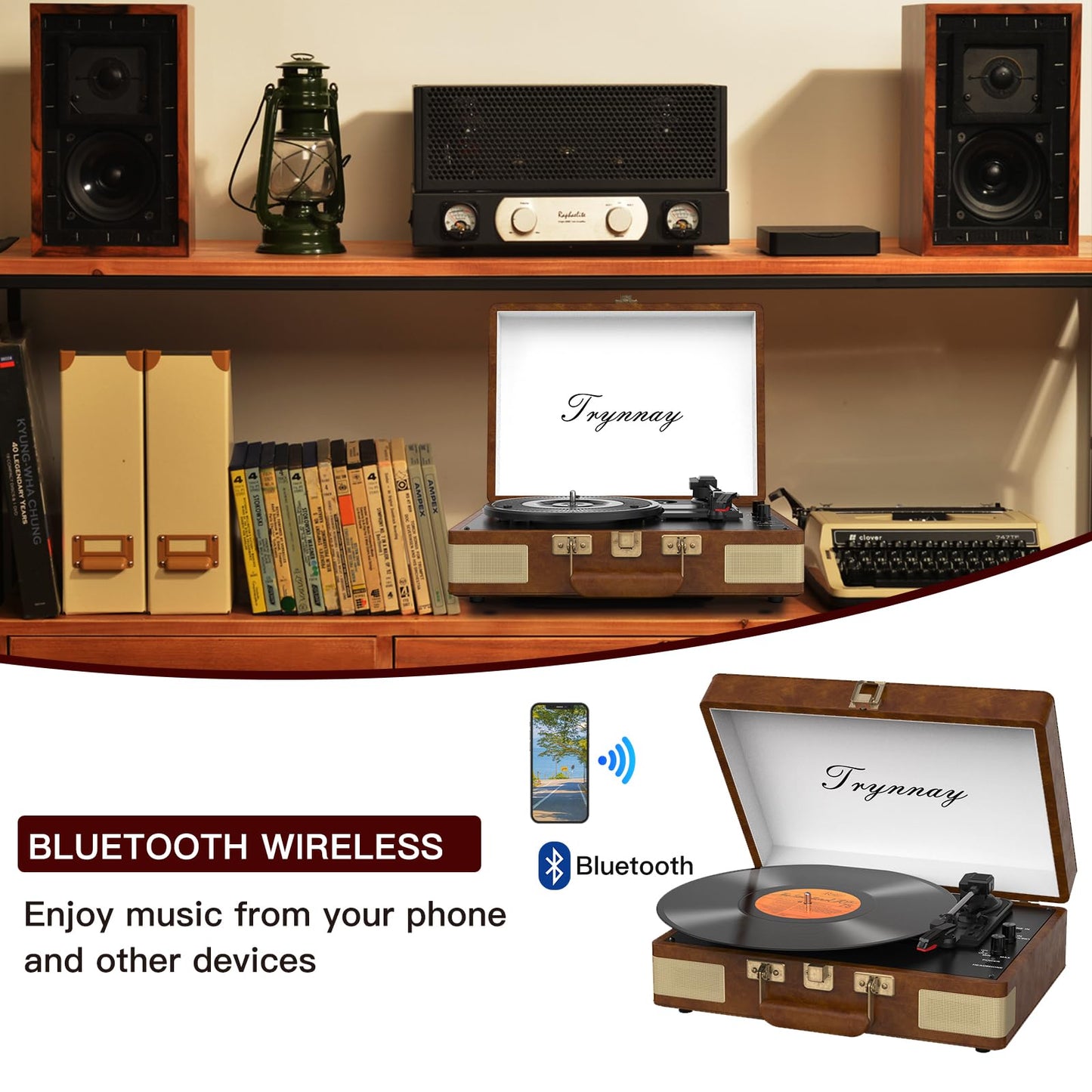 - Tyranny Record Player | 3 Speed | Bluetooth | Portable Suitcase | Vinyl Player -