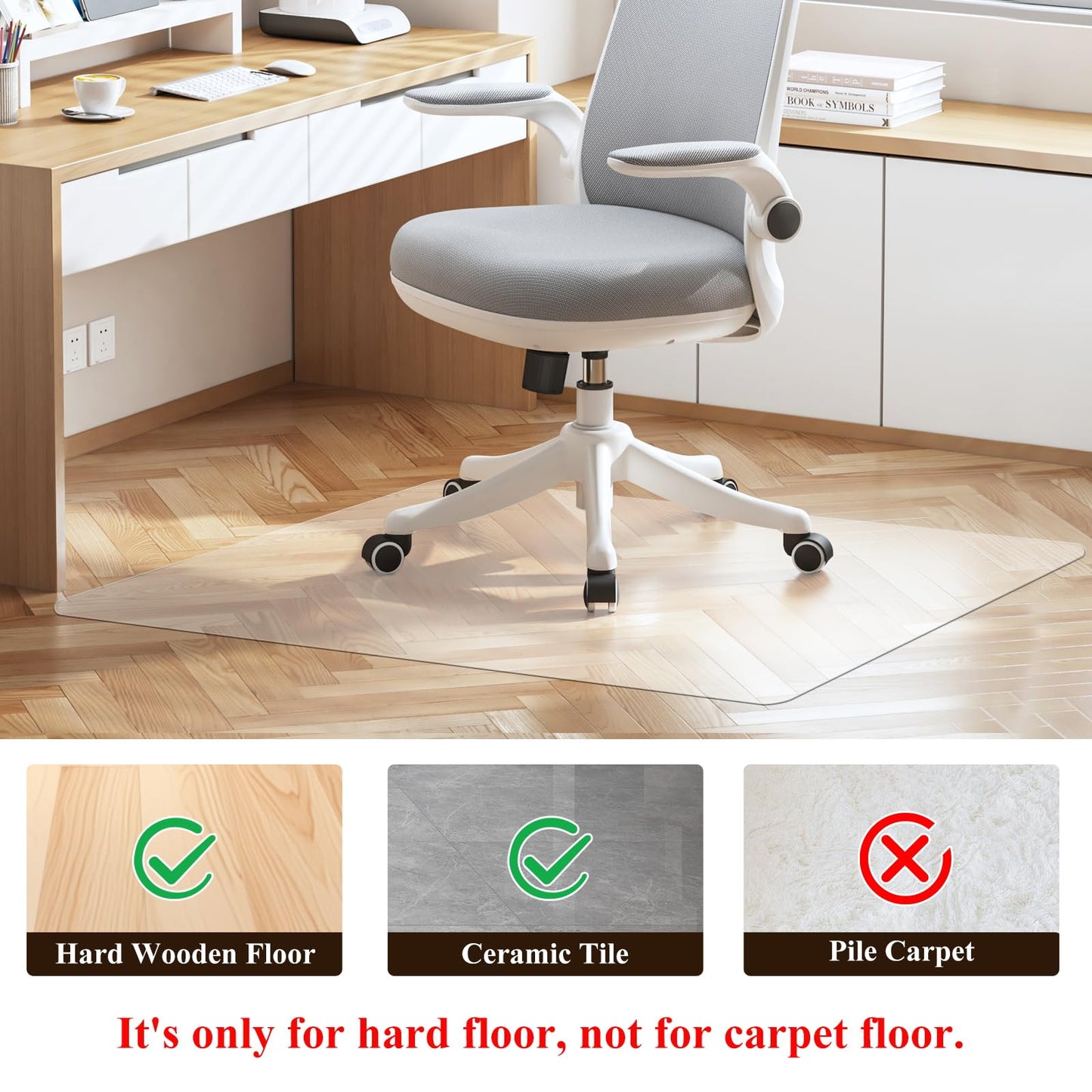 - SHAREWIN Office Chair Mat for Hard Wood Floors | 75x120CM 30"x48" | Heavy Duty  & Anti-Slip -
