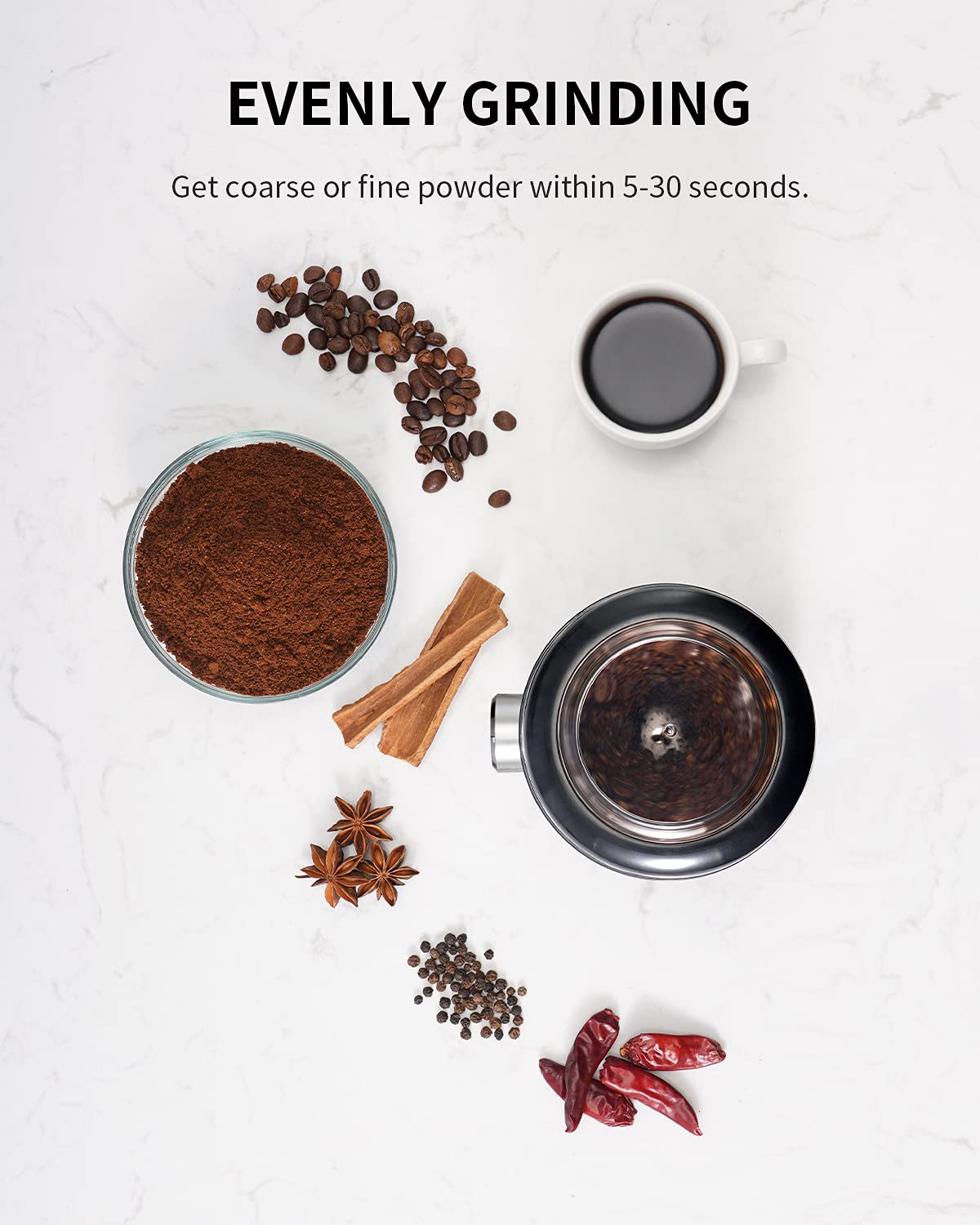 - SHARDOR Coffee Grinder Electric | Adjustable Precision Setting | Removable Stainless Steel Cup -