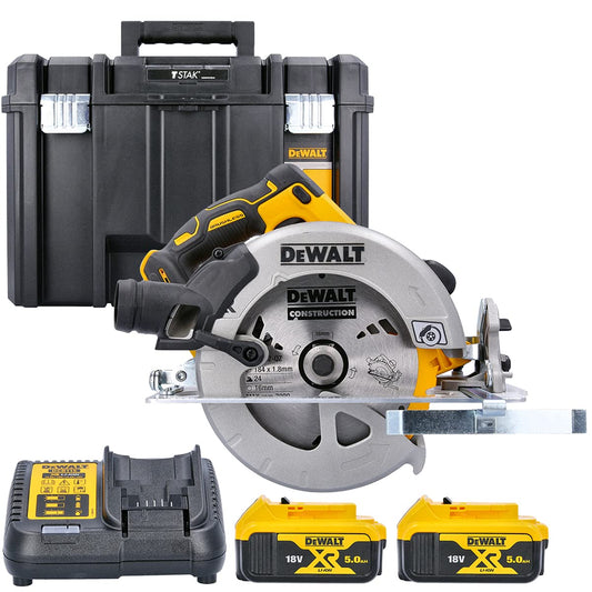 Dewalt DCS570 18V XR Brushless Circular Saw with 2 x 5Ah Batteries, Charger & Case