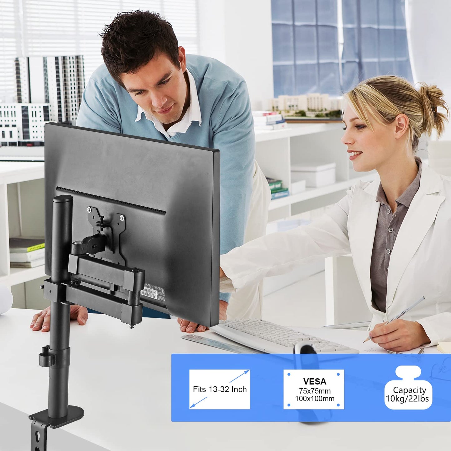 - Single Monitor Arm Desk Mount | Max. Load 10kg | Adjustable Mount | Tilt Swivel Rotation -