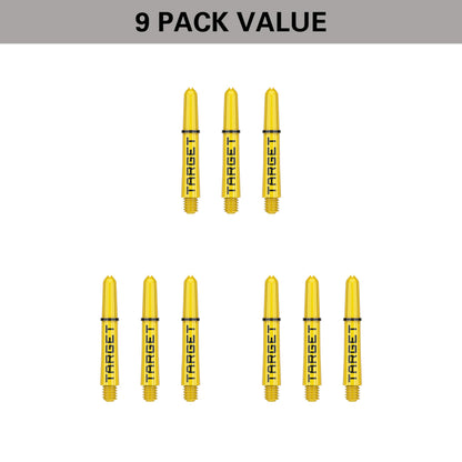 - TARGET Darts Pro Grip Tag Shaft (9 Pack) | Multipack Shafts | Dart Shaft Set | Black & Yellow, Short Length -