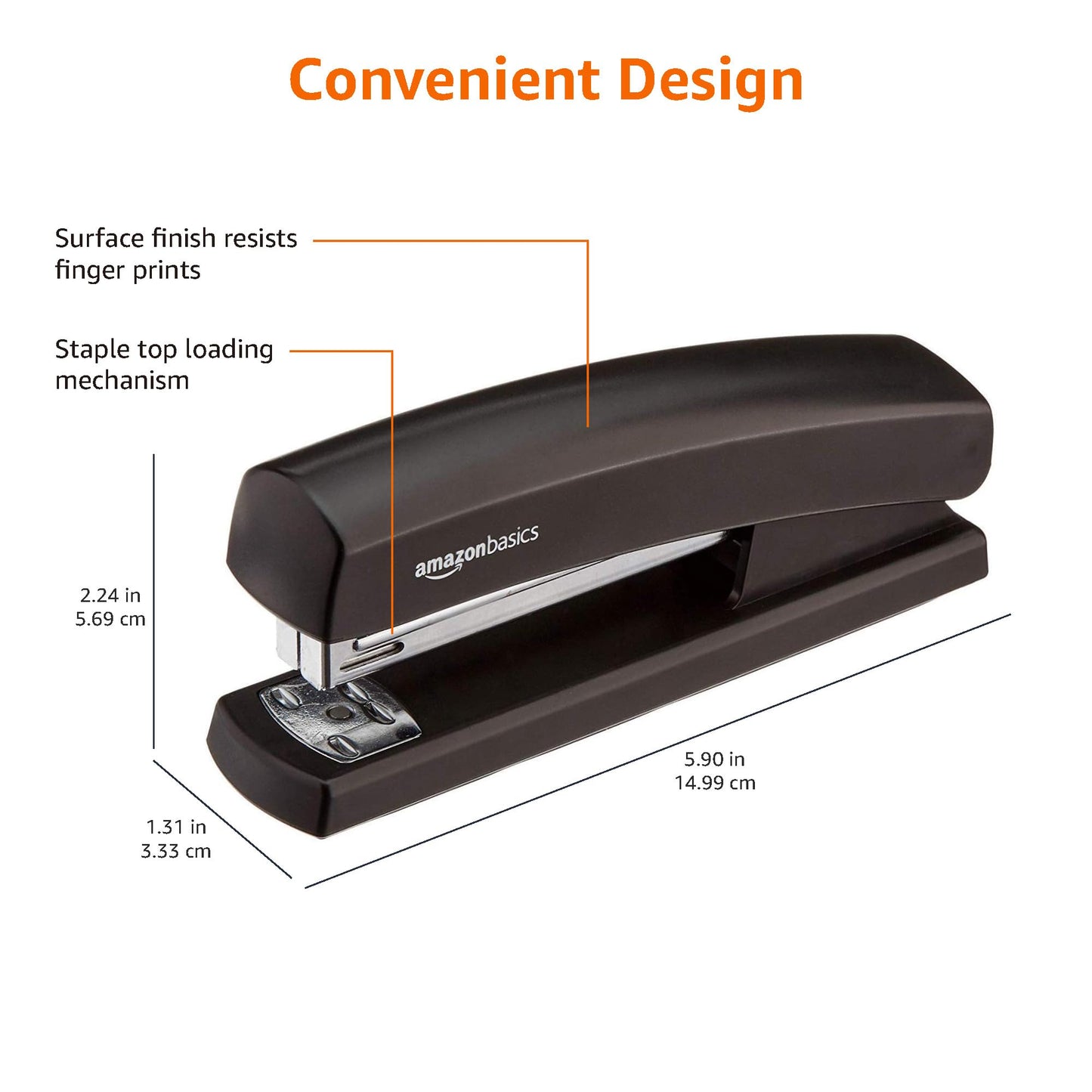 Amazon Basics Stapler With 1000 Staples, Matte Black