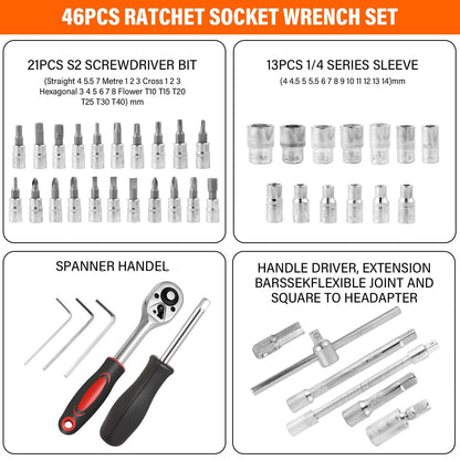 - Takezuaa 46 Pieces Socket Wrench Set | Drive Ratchet Wrench Bits & Driver -