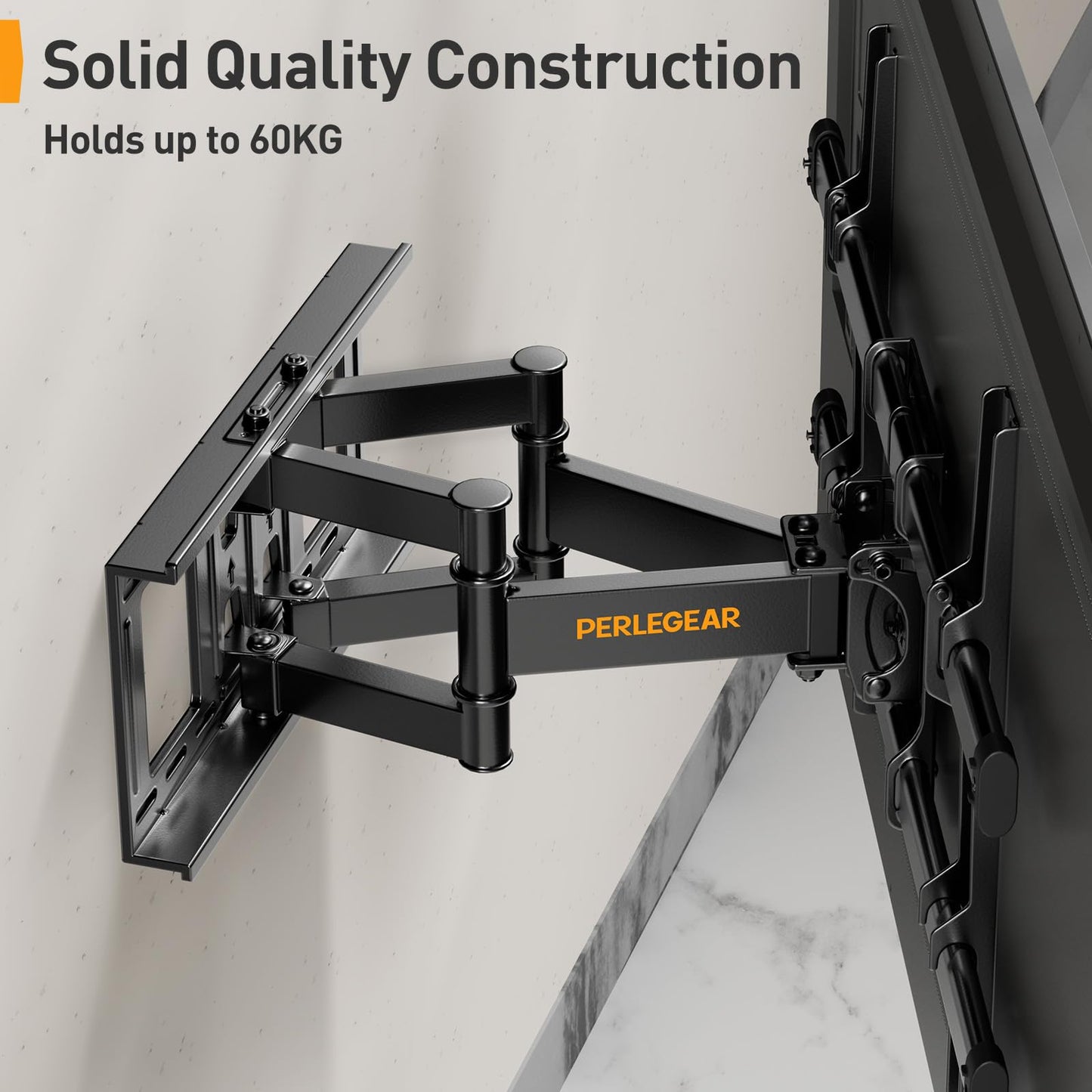 - Perlegear TV Wall Bracket | 37-84 Inch Flat/Curved TVs | 60kg Limit | TV Wall Mount With Dual Arm -