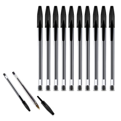 - G4GADGET Premium Pack of 10 Black Biro Ballpoint Pens | Medium Tip for Fluent | Smooth Writing -